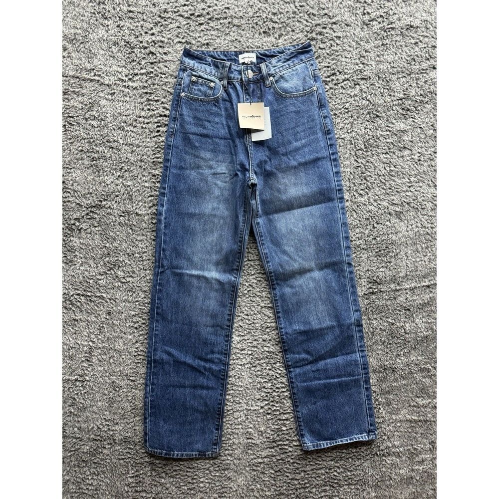 Superdown Straight Jeans Women's‎ XXS (24x32) Raw Hem Full Length Ankle NWT